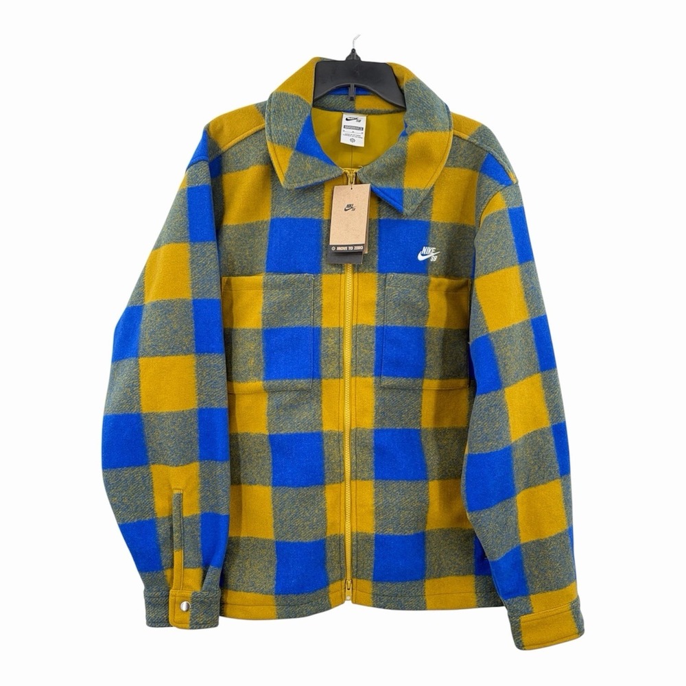 Nike SB Essential Skate Shirt Oversized Full Zip Flannel Jacket Men M HV1421-405